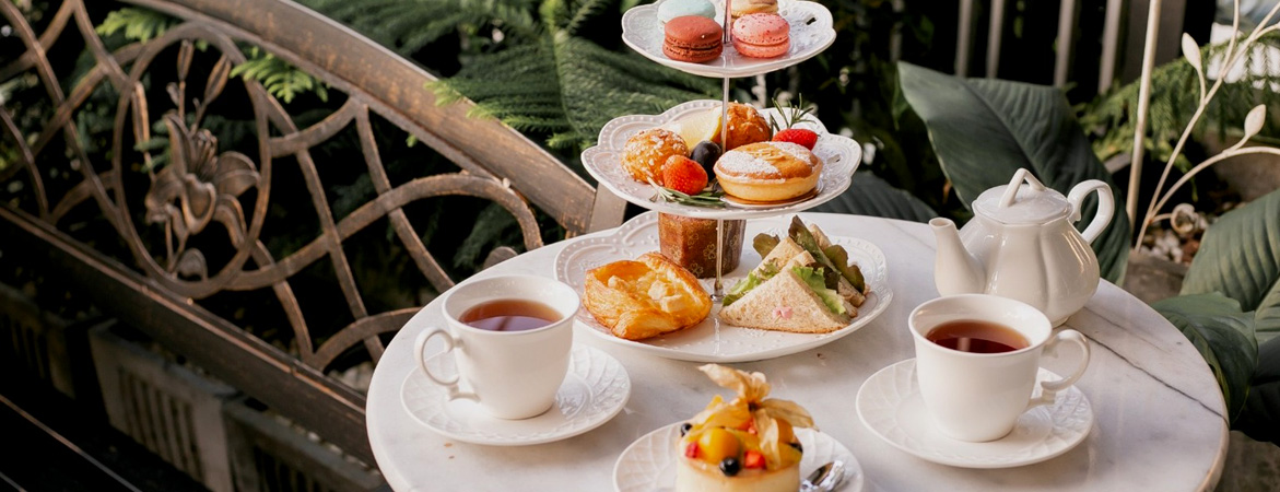 tea set up on table